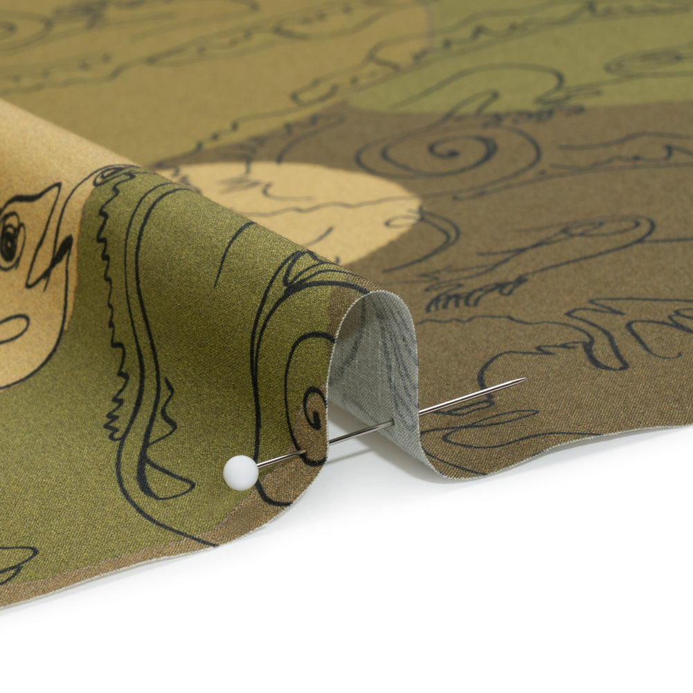 Stretch Cotton Poplin Print - Green Chameleons - Mood Exclusive Commander of Camouflage Detail Stretch Cotton Poplin Print - Green Chameleons - Mood Exclusive Commander of Camouflage Detail