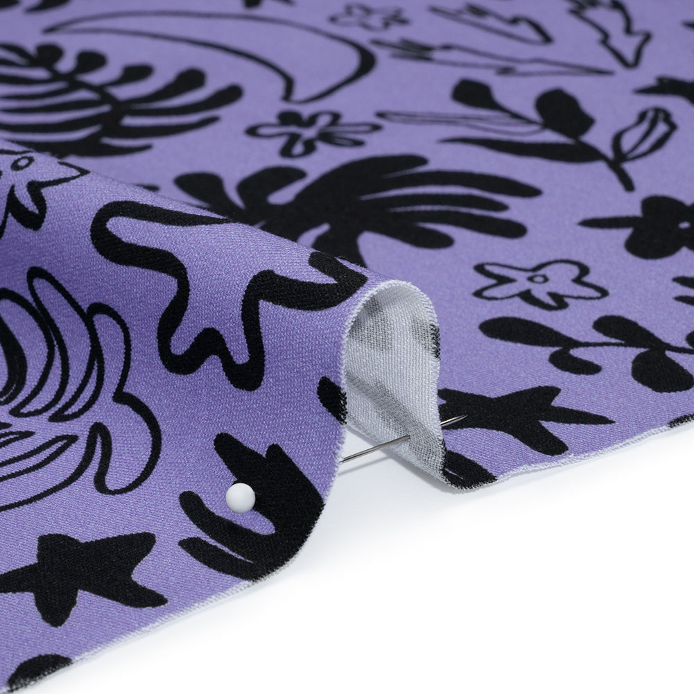 Stretch Cotton Twill Print - Blue and Black Simple Doodles - Mood Exclusive Twin Flame - Detail Stretch Cotton Twill Print - Blue and Black Simple Doodles - Mood Exclusive Twin Flame - Detail