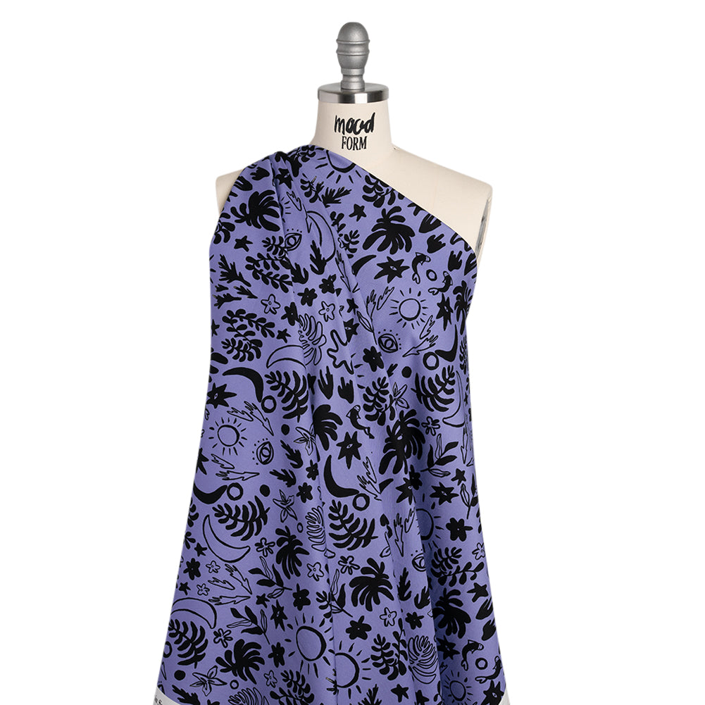 Stretch Cotton Twill Print - Blue and Black Simple Doodles - Mood Exclusive Twin Flame - Drape Stretch Cotton Twill Print - Blue and Black Simple Doodles - Mood Exclusive Twin Flame - Drape
