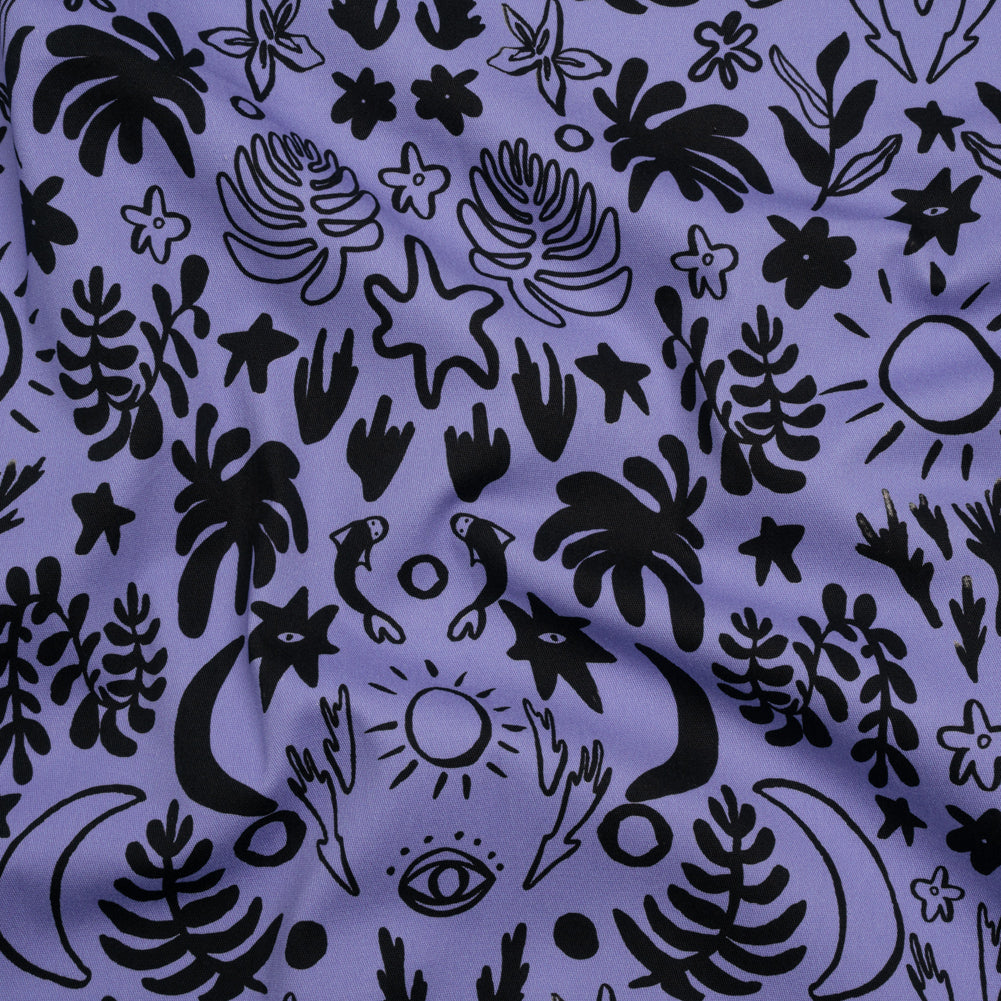 Stretch Cotton Twill Print - Blue and Black Simple Doodles - Mood Exclusive Twin Flame Stretch Cotton Twill Print - Blue and Black Simple Doodles - Mood Exclusive Twin Flame