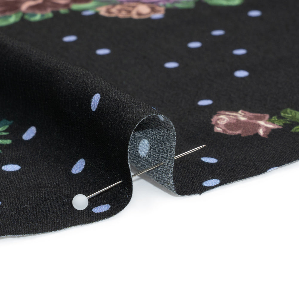 Viscose Crepe Print - Black, Lavender and Rust Red Polka Dots and Florals - Mood Exclusive Bring on Beauty Folded Viscose Crepe Print - Black, Lavender and Rust Red Polka Dots and Florals - Mood Exclusive Bring on Beauty Folded