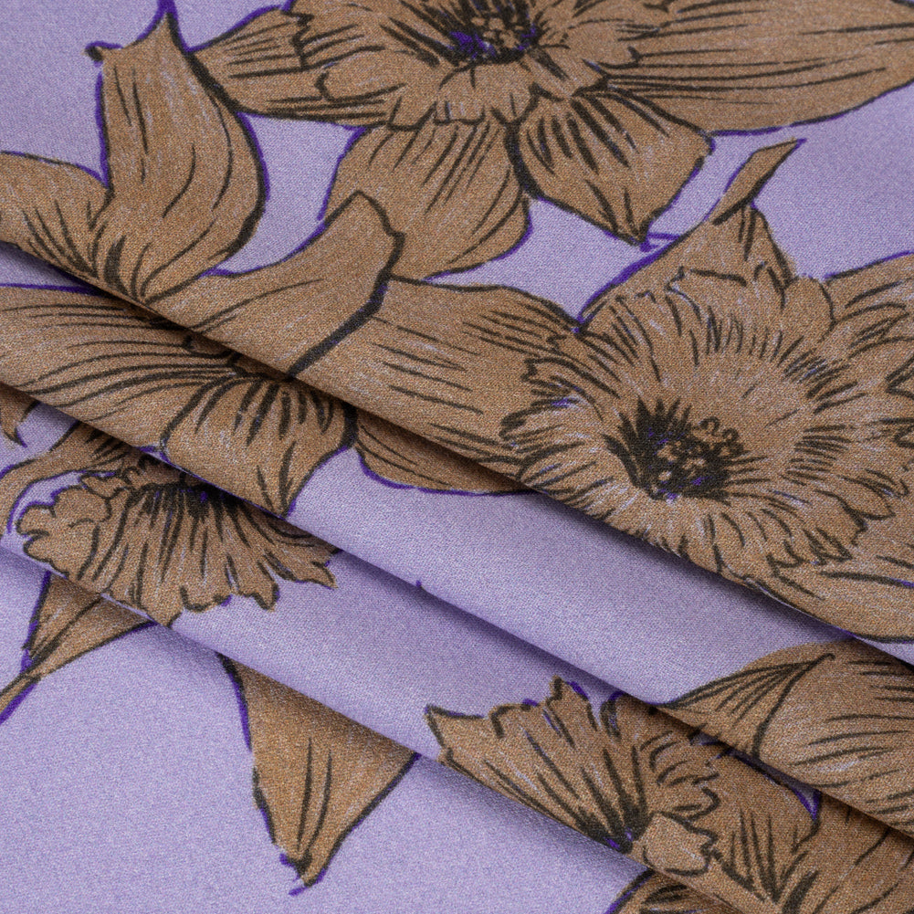 Viscose Crepe Print - Lilac and Brown Floral - Mood Exclusive Dear Darling Full Viscose Crepe Print - Lilac and Brown Floral - Mood Exclusive Dear Darling Full