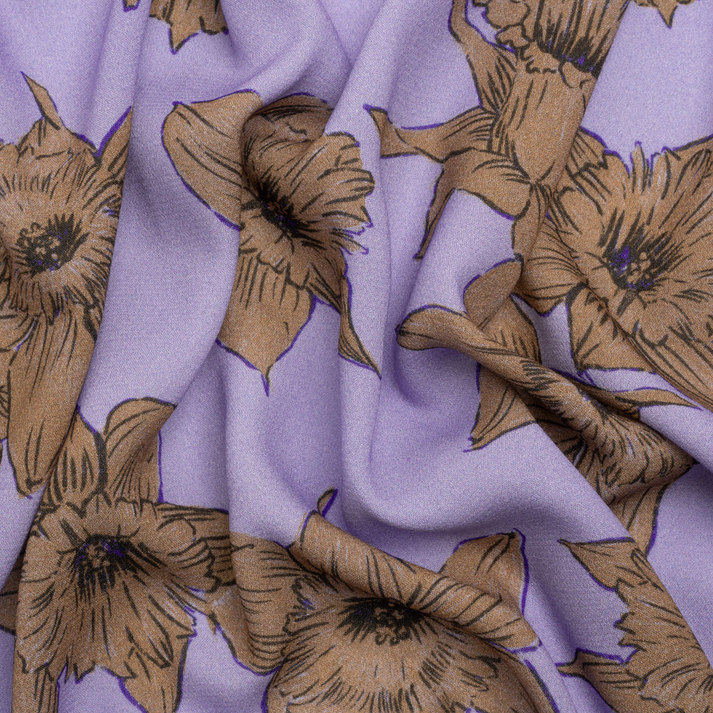 Viscose Crepe Print - Lilac and Brown Floral - Mood Exclusive Dear Darling Viscose Crepe Print - Lilac and Brown Floral - Mood Exclusive Dear Darling