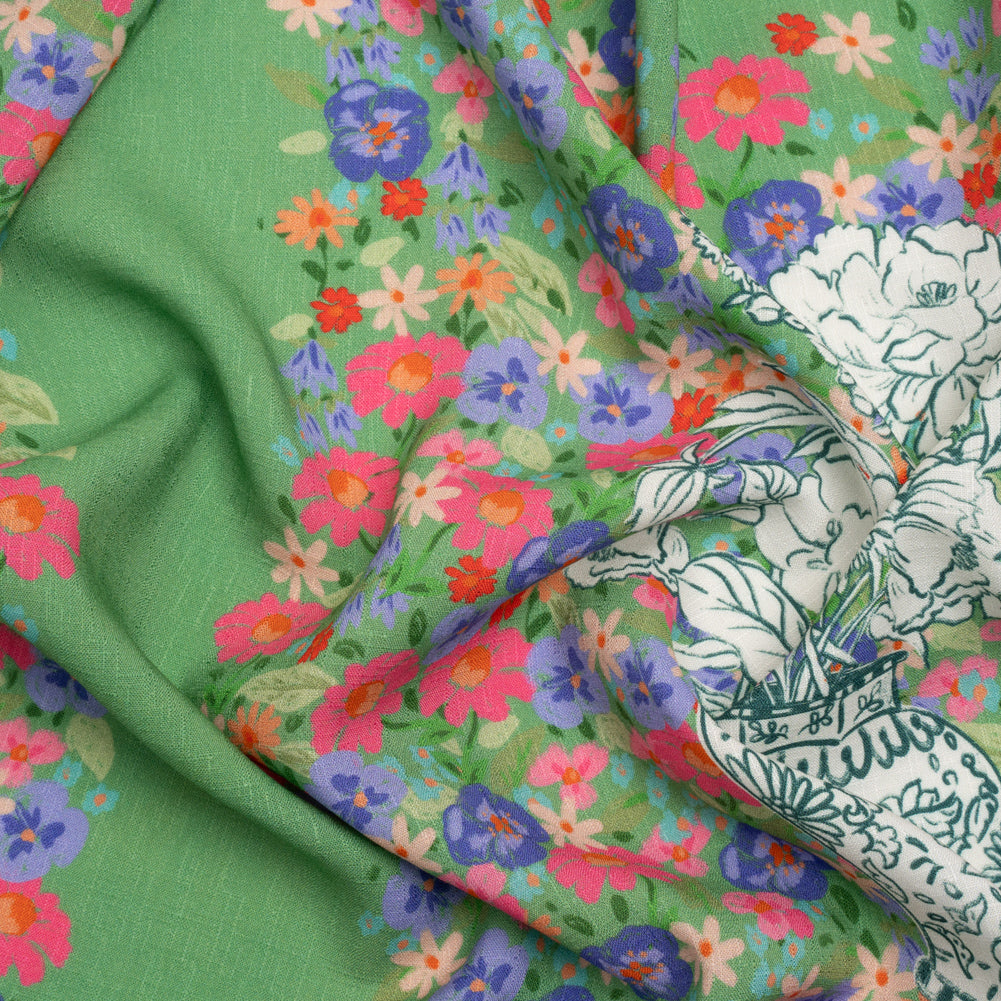 Slubbed Viscose Woven Panel - Green, Red and Blue Floral Blocks - Mood Exclusive Small Things Slubbed Viscose Woven Panel - Green, Red and Blue Floral Blocks - Mood Exclusive Small Things