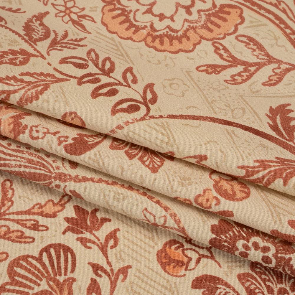 Stretch Cotton Twill Print - Beige and Orange Floral - Mood Exclusive Aromatic Aria Folded Stretch Cotton Twill Print - Beige and Orange Floral - Mood Exclusive Aromatic Aria Folded