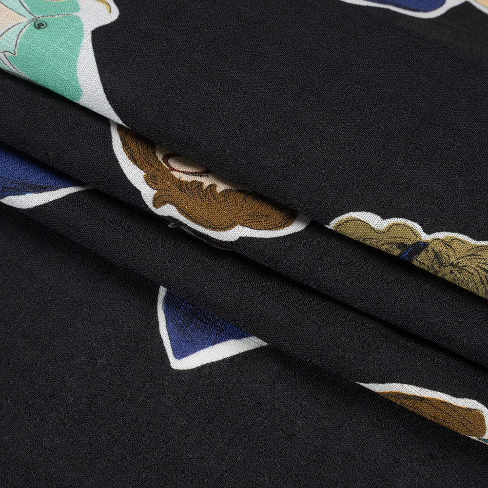 Slubbed Viscose Woven Print - Black, Red and Blue Female Portraits - Mood Exclusive Phenomenal Woman Folded Slubbed Viscose Woven Print - Black, Red and Blue Female Portraits - Mood Exclusive Phenomenal Woman Folded