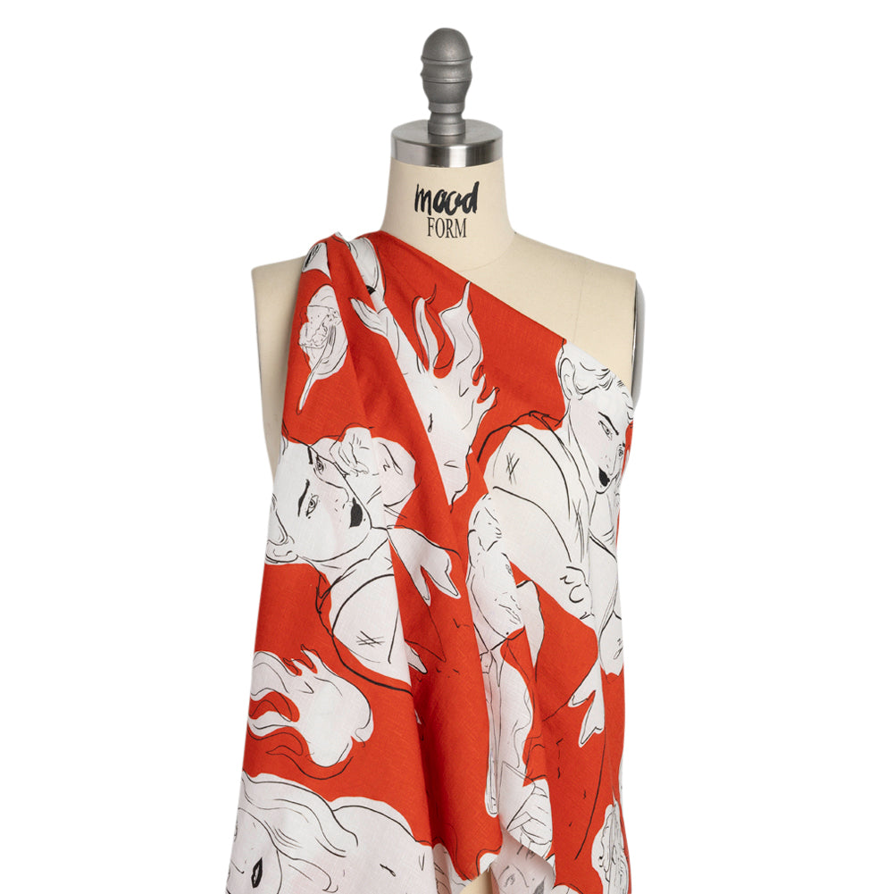 Slubbed Viscose Woven Print - Red, Black and White Portraits - Mood Exclusive Morning Mysteries Drape Slubbed Viscose Woven Print - Red, Black and White Portraits - Mood Exclusive Morning Mysteries Drape