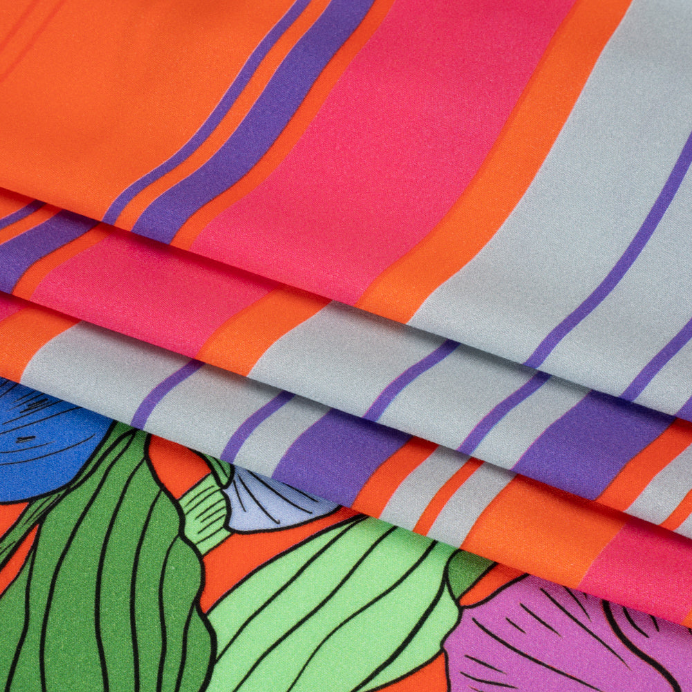 Mood Exclusive Red Lines and Lilies Rayon Challis Full Mood Exclusive Red Lines and Lilies Rayon Challis Full