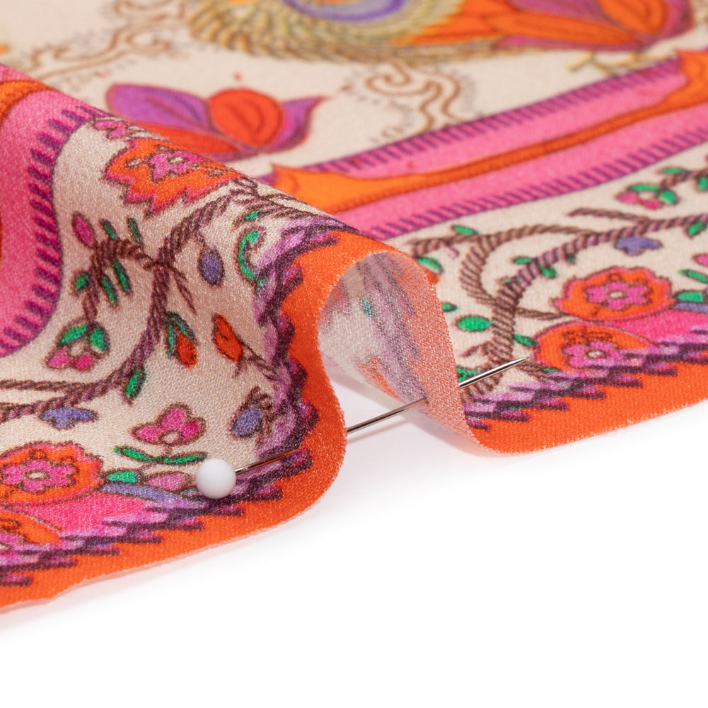 Viscose Crepe Panel - Red, Pink and Orange Fancy Leaves - Mood Exclusive Peacock Gardens Folded Viscose Crepe Panel - Red, Pink and Orange Fancy Leaves - Mood Exclusive Peacock Gardens Folded
