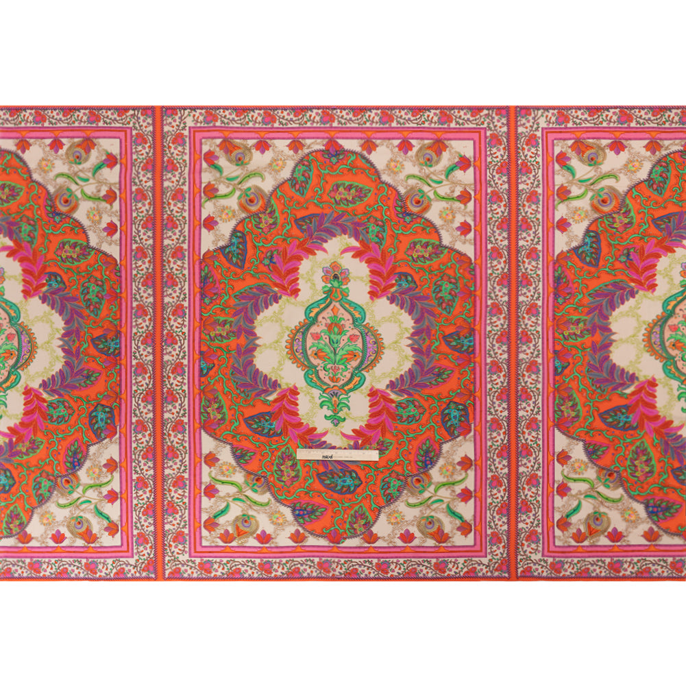 Viscose Crepe Panel - Red, Pink and Orange Fancy Leaves - Mood Exclusive Peacock Gardens Drape Viscose Crepe Panel - Red, Pink and Orange Fancy Leaves - Mood Exclusive Peacock Gardens Drape