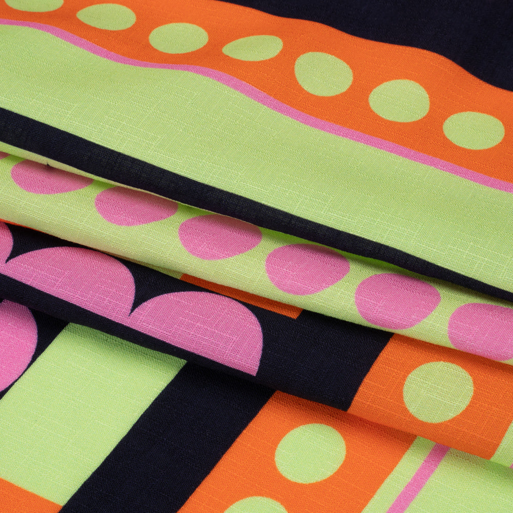 Slubbed Viscose Woven Panel - Orange, Lime Green and Pink Abstract Geometric - Mood Exclusive Abstract Thoughts Folded Slubbed Viscose Woven Panel - Orange, Lime Green and Pink Abstract Geometric - Mood Exclusive Abstract Thoughts Folded