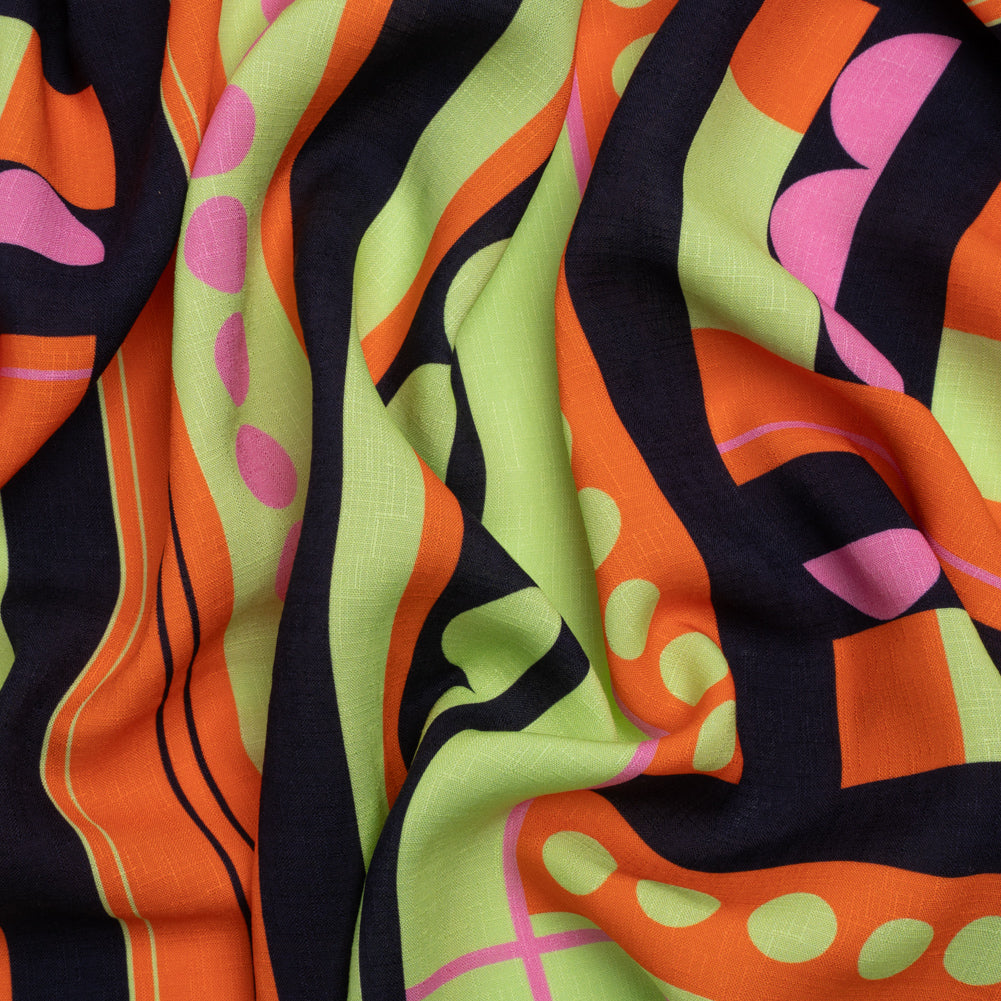 Slubbed Viscose Woven Panel - Orange, Lime Green and Pink Abstract Geometric - Mood Exclusive Abstract Thoughts Slubbed Viscose Woven Panel - Orange, Lime Green and Pink Abstract Geometric - Mood Exclusive Abstract Thoughts
