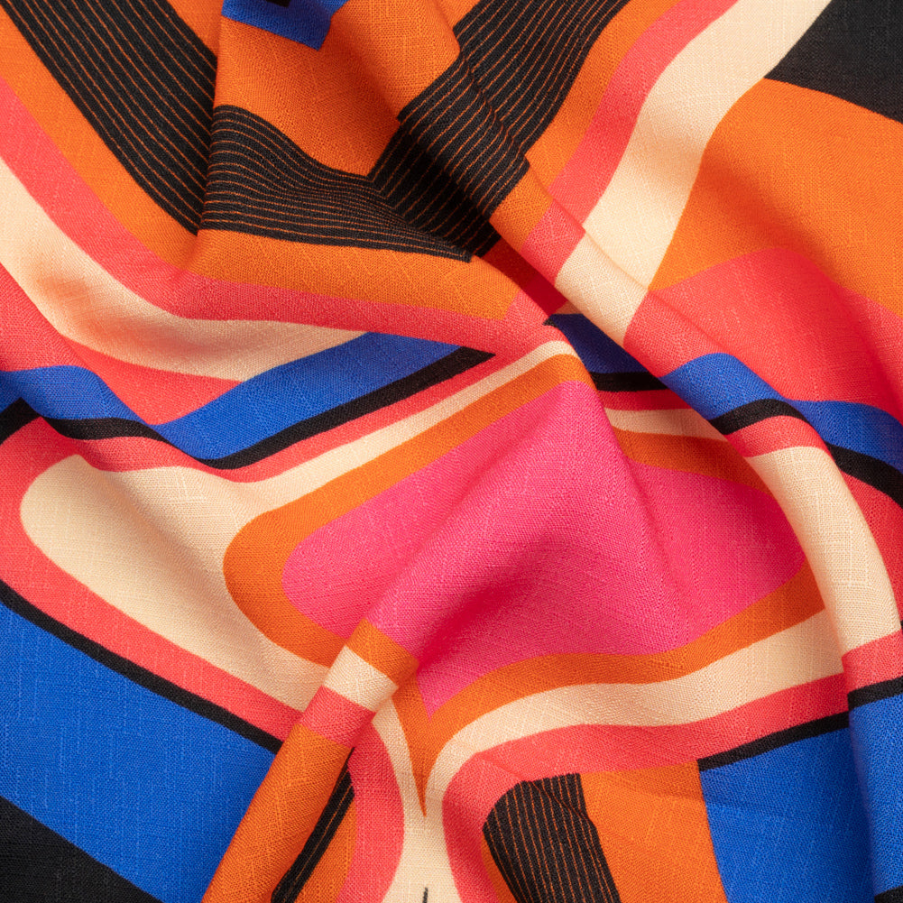Slubbed Viscose Woven Print - Orange, Blue and Pink Abstract Spades - Mood Exclusive Take it Easy Slubbed Viscose Woven Print - Orange, Blue and Pink Abstract Spades - Mood Exclusive Take it Easy