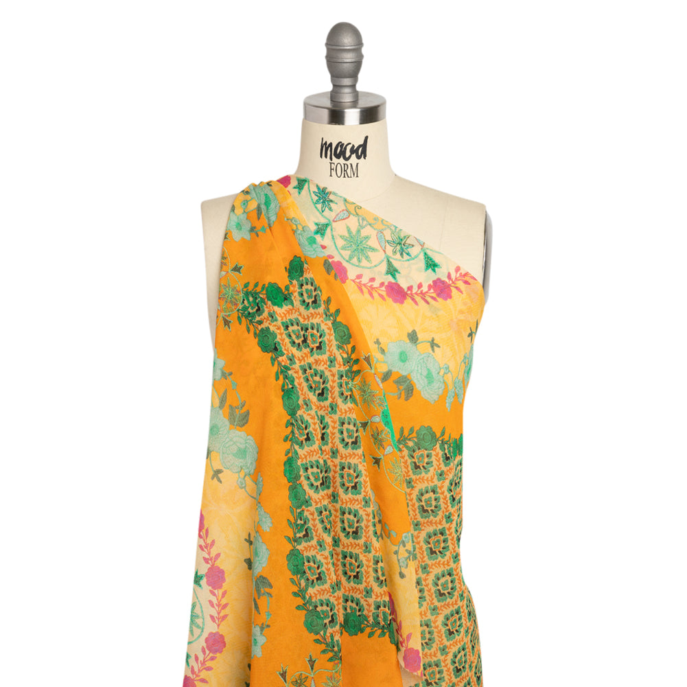 Mood Exclusive Orange Villa of Vitality Viscose Georgette Drape Mood Exclusive Orange Villa of Vitality Viscose Georgette Drape