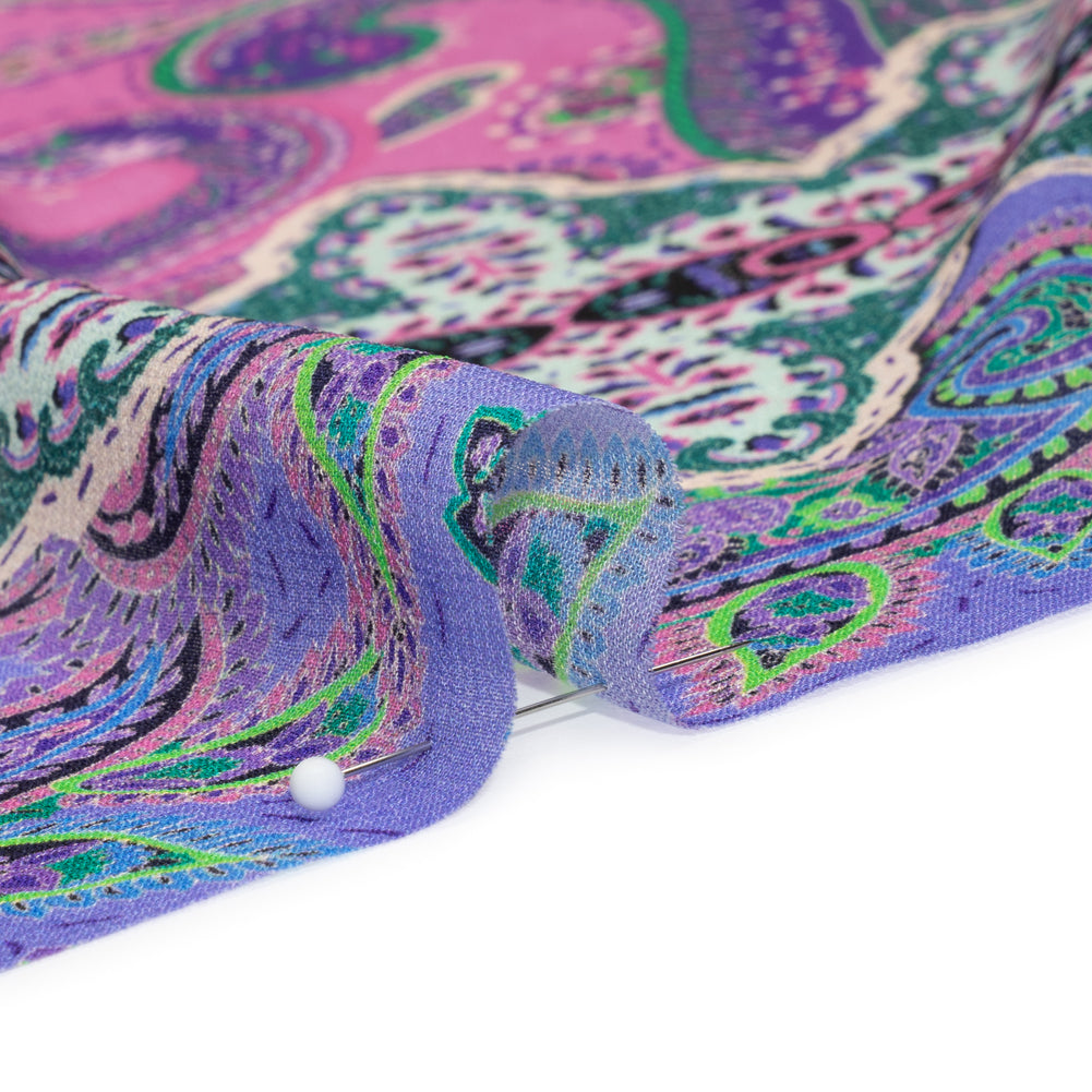 Mood Exclusive Purple Petals and Paisleys Viscose Georgette Folded Mood Exclusive Purple Petals and Paisleys Viscose Georgette Folded