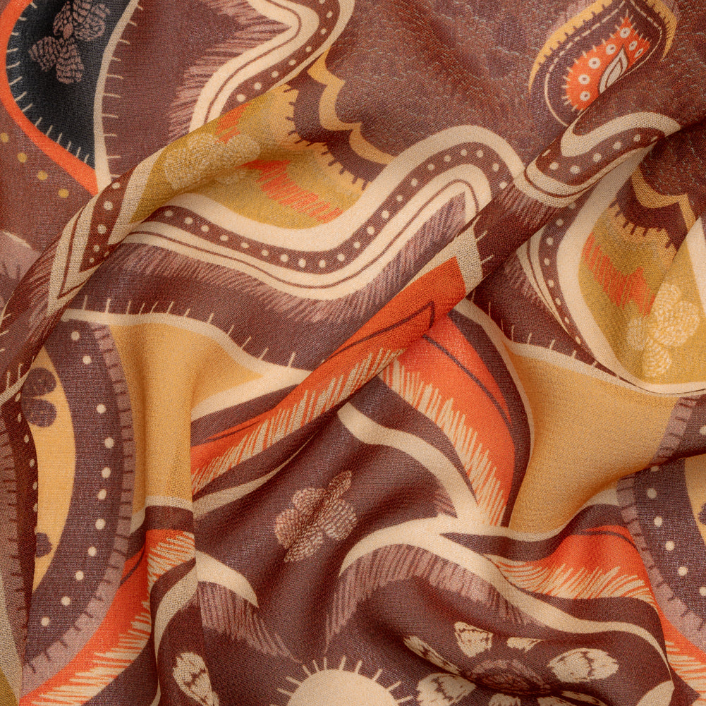 Mood Exclusive Brown Floralscape Viscose Georgette Mood Exclusive Brown Floralscape Viscose Georgette