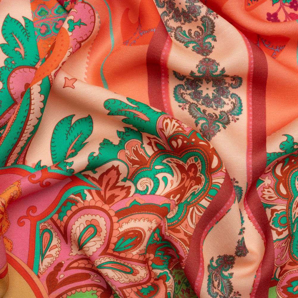 Viscose and Linen Twill Panel - Berry Pink Ornate Stripes - Mood Exclusive Freedom to Flow Viscose and Linen Twill Panel - Berry Pink Ornate Stripes - Mood Exclusive Freedom to Flow
