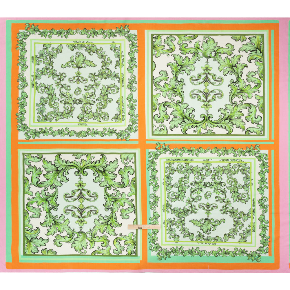 Viscose and Linen Woven Panel Print - Green and Orange Leafy Squares - Mood Exclusive Havana Spring Full Viscose and Linen Woven Panel Print - Green and Orange Leafy Squares - Mood Exclusive Havana Spring Full