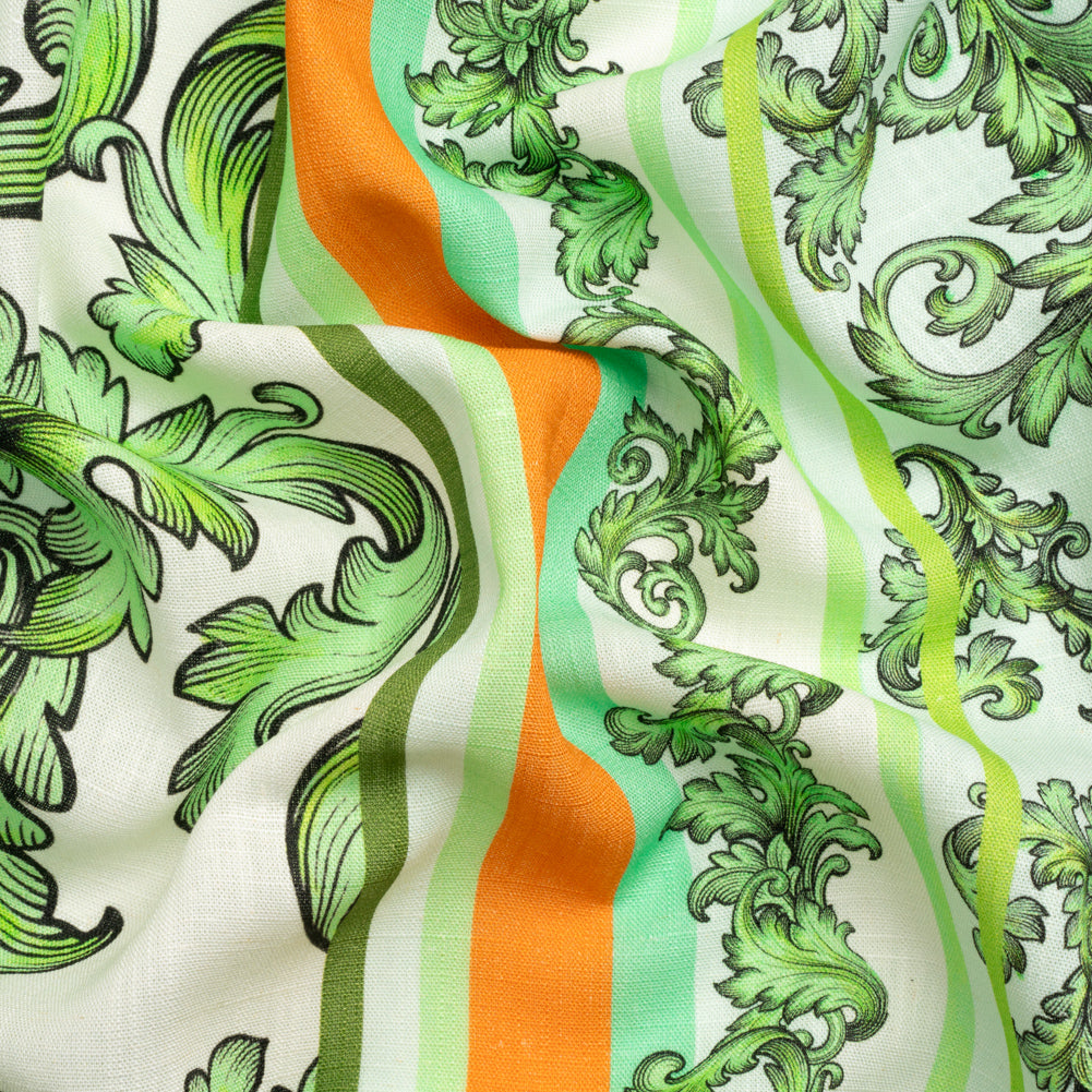 Viscose and Linen Woven Panel Print - Green and Orange Leafy Squares - Mood Exclusive Havana Spring Viscose and Linen Woven Panel Print - Green and Orange Leafy Squares - Mood Exclusive Havana Spring