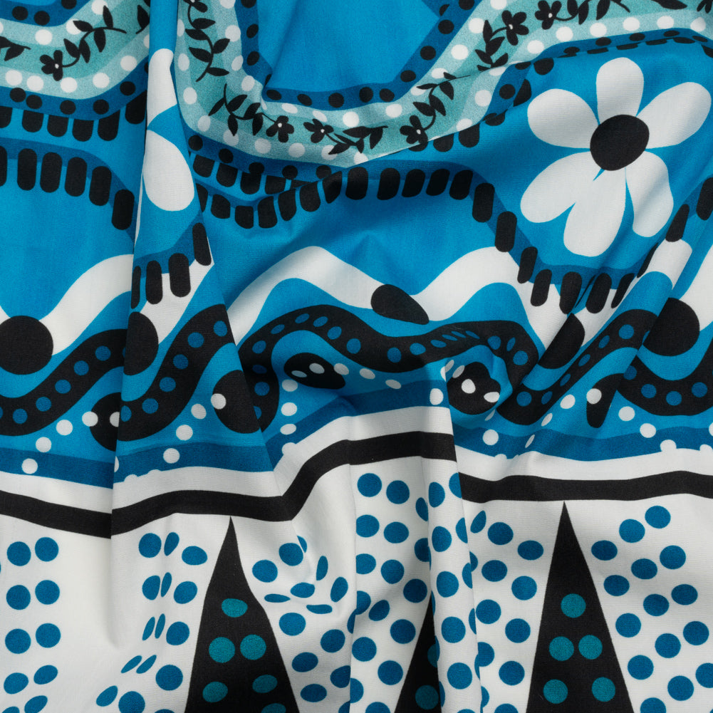 Cotton Poplin Panel - Blue Geometric and Floral - Mood Exclusive Link Up Cotton Poplin Panel - Blue Geometric and Floral - Mood Exclusive Link Up