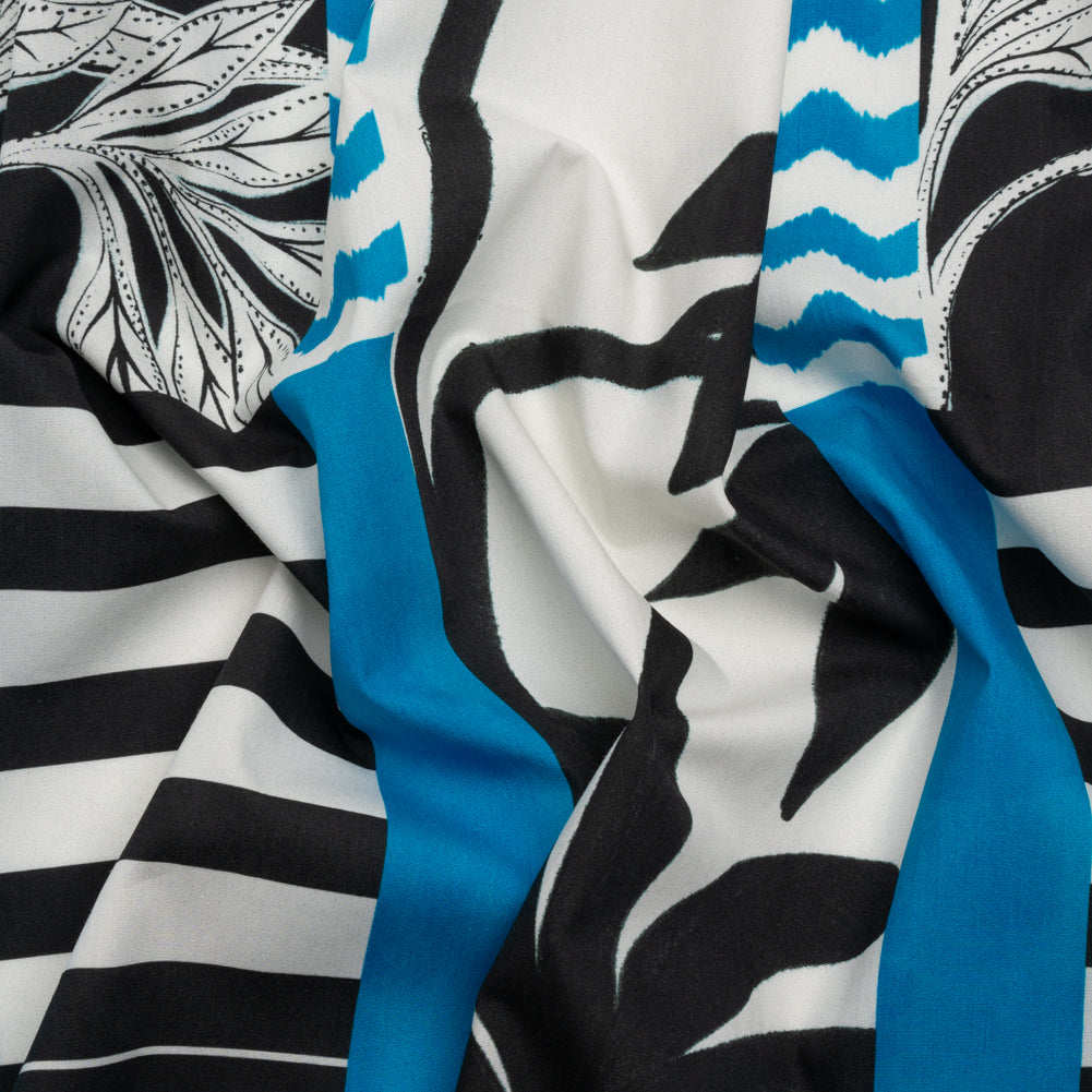 Cotton Poplin Panel - Blue Palm Tree Stripes - Mood Exclusive Bahama Shutter Cotton Poplin Panel - Blue Palm Tree Stripes - Mood Exclusive Bahama Shutter
