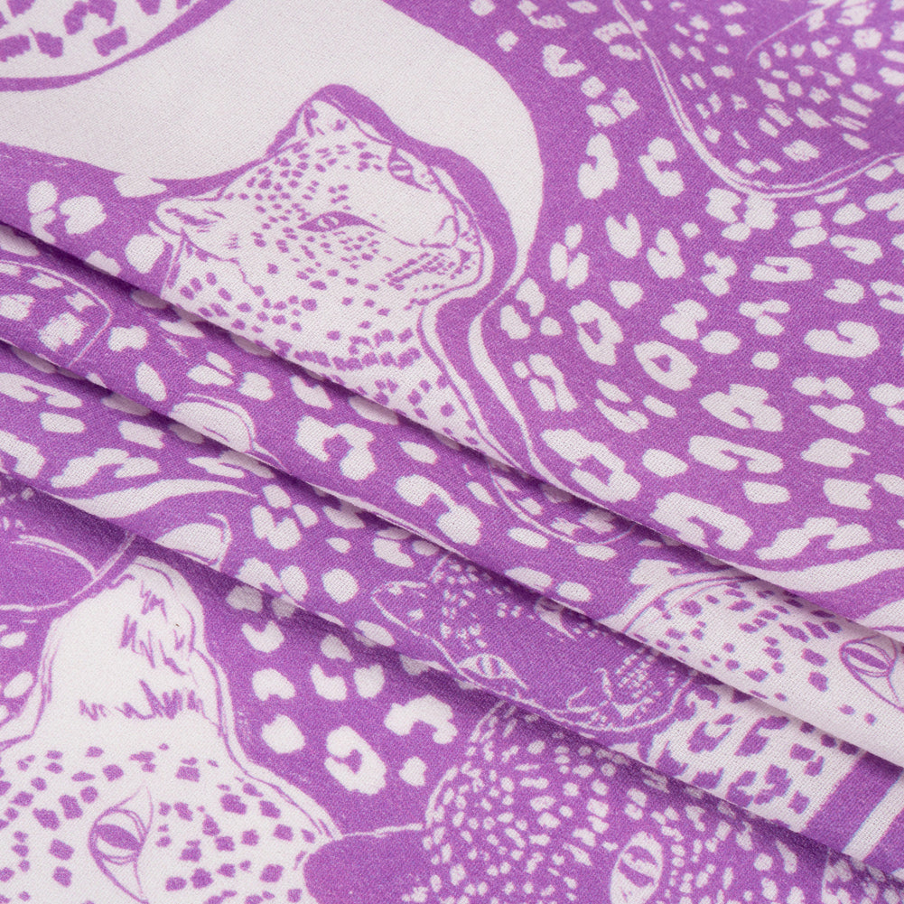Sustainable Viscose Crepe Print - Purple and White Spotted Cats - Mood Exclusive Jamming Jaguars Folded Sustainable Viscose Crepe Print - Purple and White Spotted Cats - Mood Exclusive Jamming Jaguars Folded