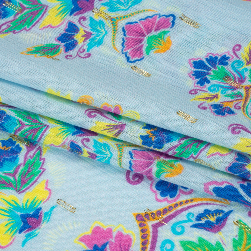 Mood Exclusive Sky Floral Feast Metallic Dotted Crinkled Viscose Crepe Full Mood Exclusive Sky Floral Feast Metallic Dotted Crinkled Viscose Crepe Full