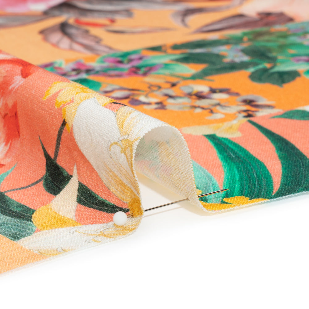 Linen and Rayon Woven Print - Peach and Orange Floral Patchwork - Mood Exclusive Citrus Garden Collage Detail Linen and Rayon Woven Print - Peach and Orange Floral Patchwork - Mood Exclusive Citrus Garden Collage Detail