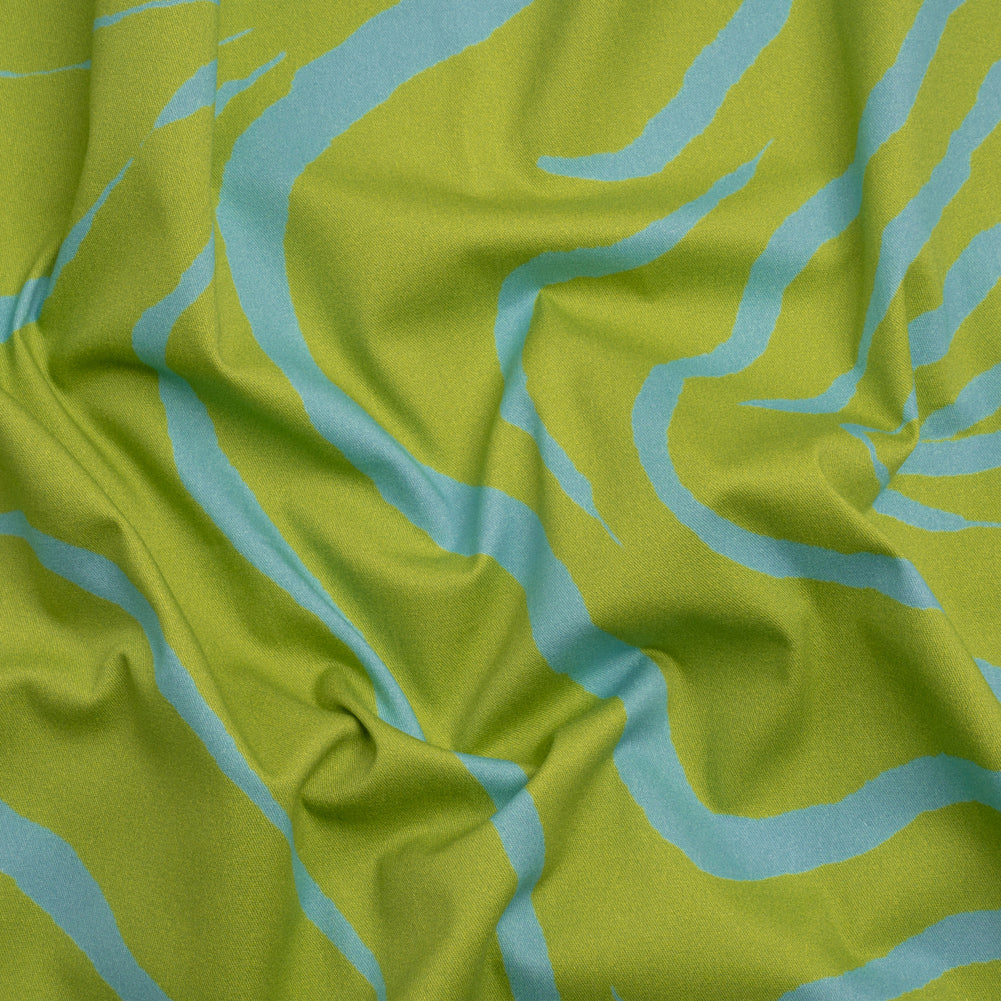 Mood Exclusive Green Funky Feline Stretch Brushed Cotton Twill Mood Exclusive Green Funky Feline Stretch Brushed Cotton Twill