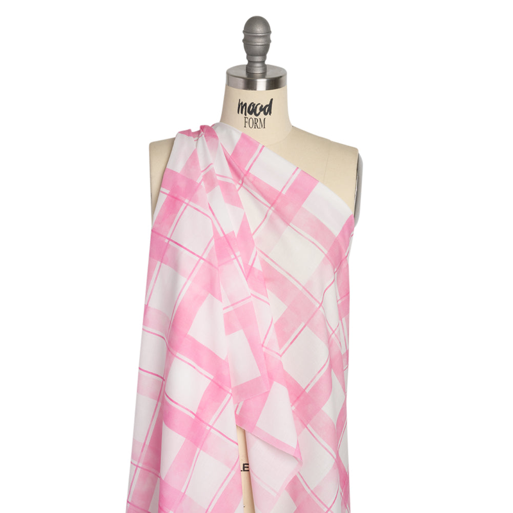 Cotton Voile Print - Pink and White Plaid - Mood Exclusive A-Tisket, A-Tasket Drape Cotton Voile Print - Pink and White Plaid - Mood Exclusive A-Tisket, A-Tasket Drape