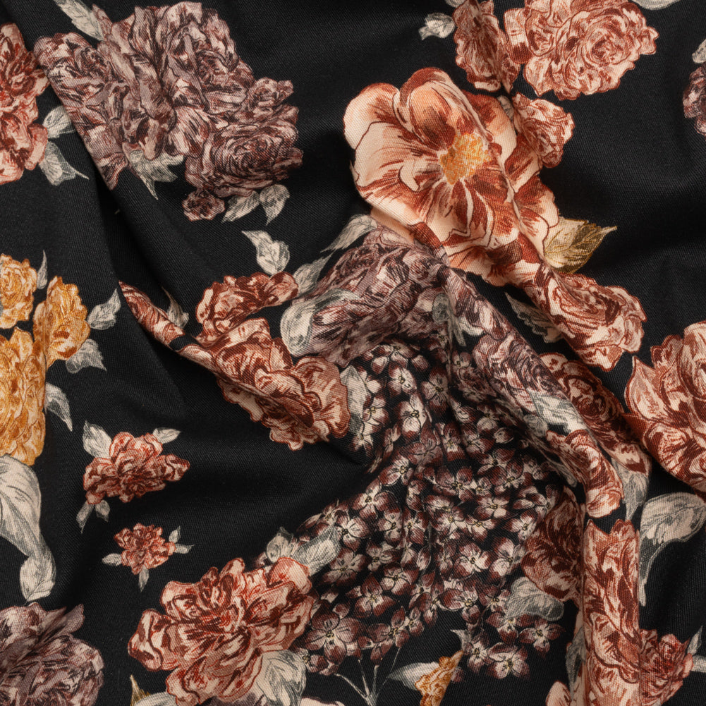 Brushed Stretch Cotton Twill Print - Black and Brown Floral - Mood Exclusive Lunchtime at Washburn Brushed Stretch Cotton Twill Print - Black and Brown Floral - Mood Exclusive Lunchtime at Washburn