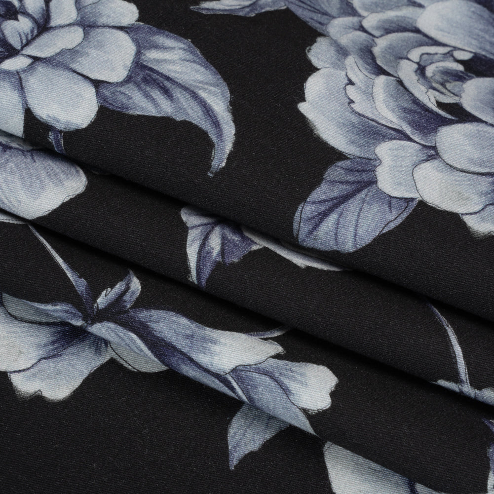 Brushed Stretch Cotton Twill Print - Midnight Navy and Blue Gray Floral - Mood Exclusive Bushel and a Peck Folded Brushed Stretch Cotton Twill Print - Midnight Navy and Blue Gray Floral - Mood Exclusive Bushel and a Peck Folded