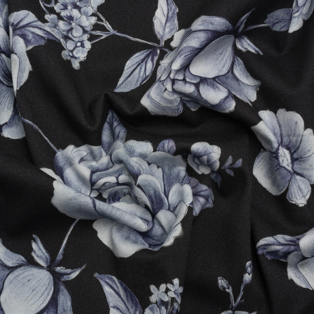 Brushed Stretch Cotton Twill Print - Midnight Navy and Blue Gray Floral - Mood Exclusive Bushel and a Peck Brushed Stretch Cotton Twill Print - Midnight Navy and Blue Gray Floral - Mood Exclusive Bushel and a Peck