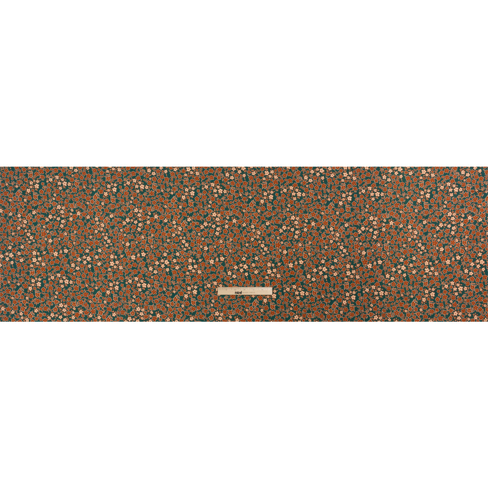 Stretch Cotton Twill Print - Teal, Rust and Peach Floral - Mood Exclusive September Sprouts Full Stretch Cotton Twill Print - Teal, Rust and Peach Floral - Mood Exclusive September Sprouts Full