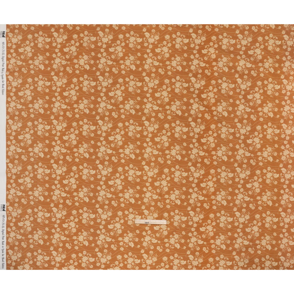 Stretch Cotton Poplin Print - Tan Flowers and Dotted Lines - Mood Exclusive Errands of Bees - Full Stretch Cotton Poplin Print - Tan Flowers and Dotted Lines - Mood Exclusive Errands of Bees - Full
