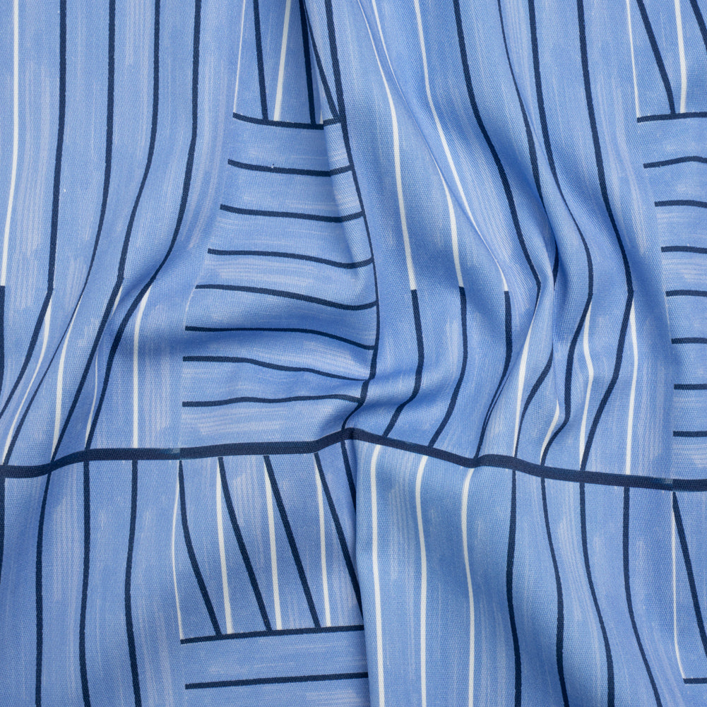 Stretch Cotton Twill Print - Blue Lines in Blocks - Mood Exclusive Structurally Sound Stretch Cotton Twill Print - Blue Lines in Blocks - Mood Exclusive Structurally Sound