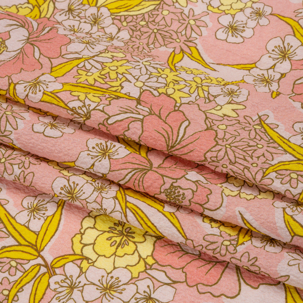 Mood Exclusive Pink Cherry Blossom Lessons Stretch Polyester Seersucker Folded Mood Exclusive Pink Cherry Blossom Lessons Stretch Polyester Seersucker Folded