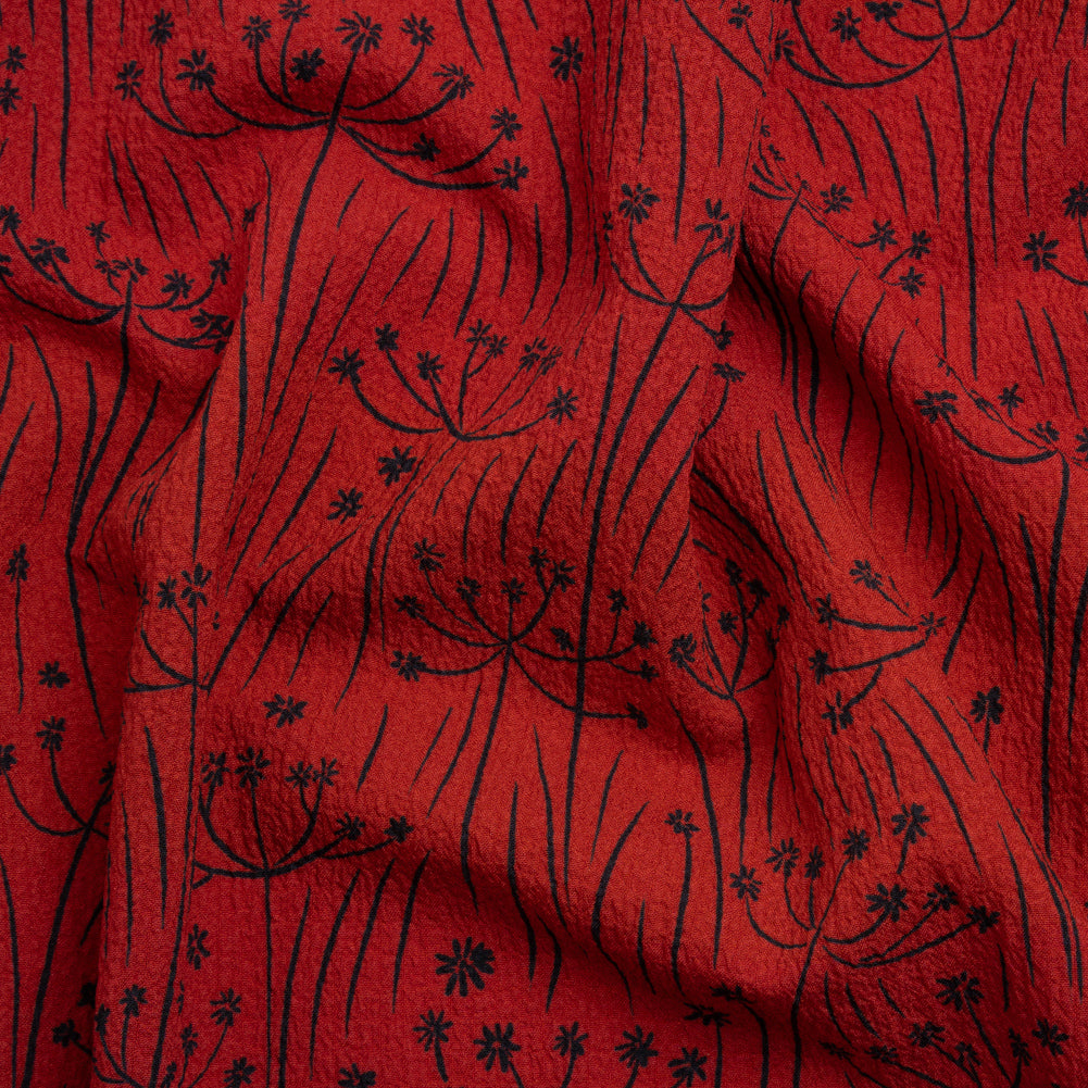 Mood Exclusive Red Dandelion Dreamer Stretch Polyester Seersucker Mood Exclusive Red Dandelion Dreamer Stretch Polyester Seersucker