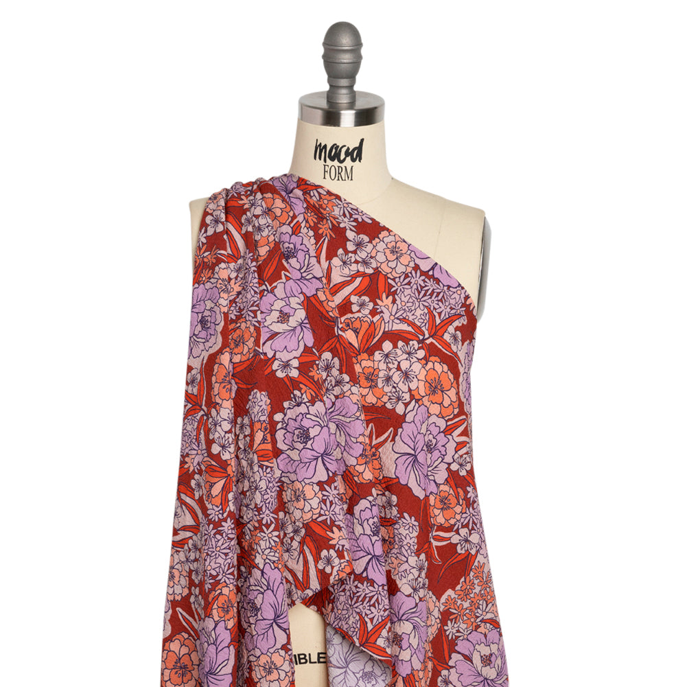 Mood Exclusive Cherry Blossom Lessons Stretch Polyester Seersucker Drape Mood Exclusive Cherry Blossom Lessons Stretch Polyester Seersucker Drape