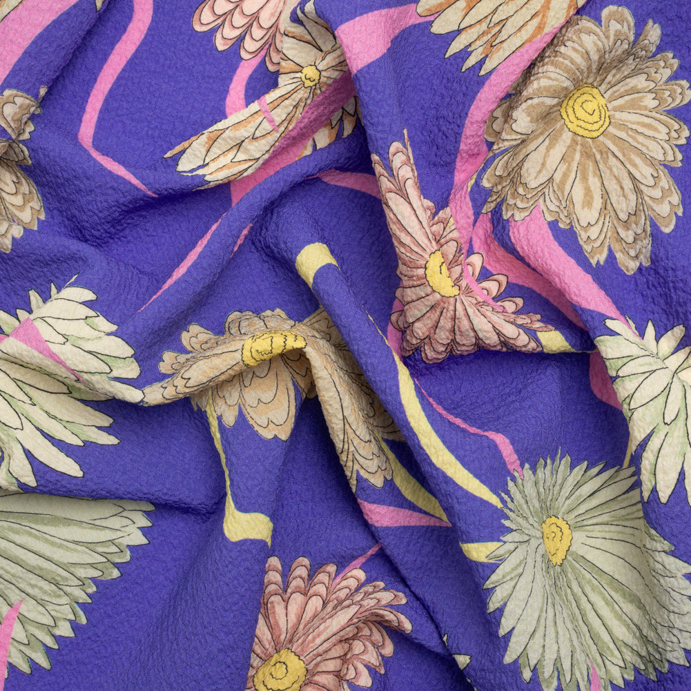 Mood Exclusive Blue Goodness Gardens Stretch Polyester Seersucker Mood Exclusive Blue Goodness Gardens Stretch Polyester Seersucker