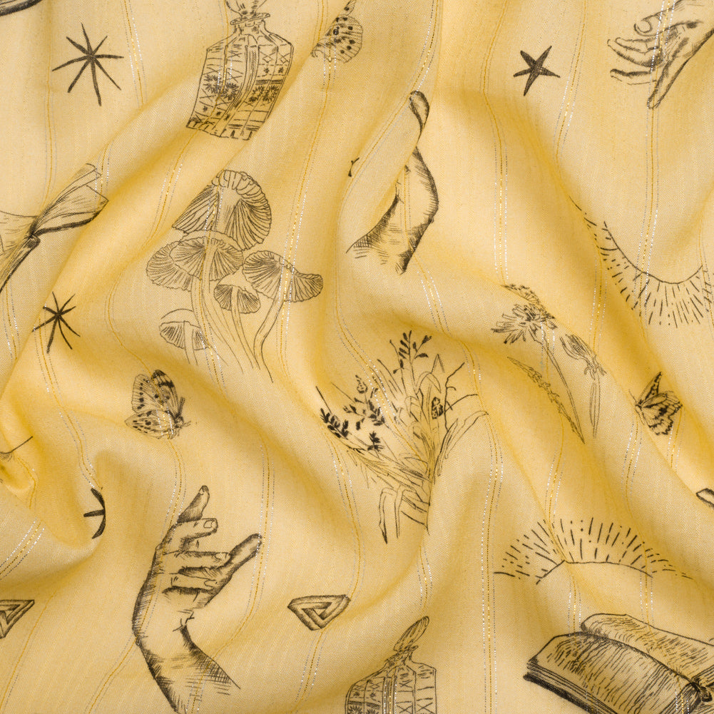 Mood Exclusive Yellow For Faustus Metallic Pinstriped Viscose Dobby Mood Exclusive Yellow For Faustus Metallic Pinstriped Viscose Dobby