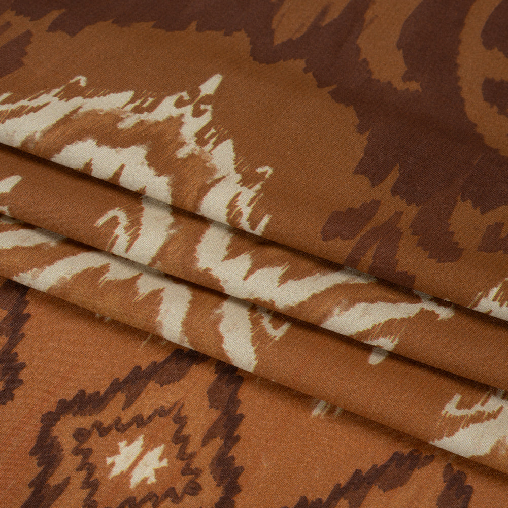 Sustainable Viscose Crepe Print - Brown and Beige Ikat Abstract - Mood Exclusive Woodgrain Test Full Sustainable Viscose Crepe Print - Brown and Beige Ikat Abstract - Mood Exclusive Woodgrain Test Full