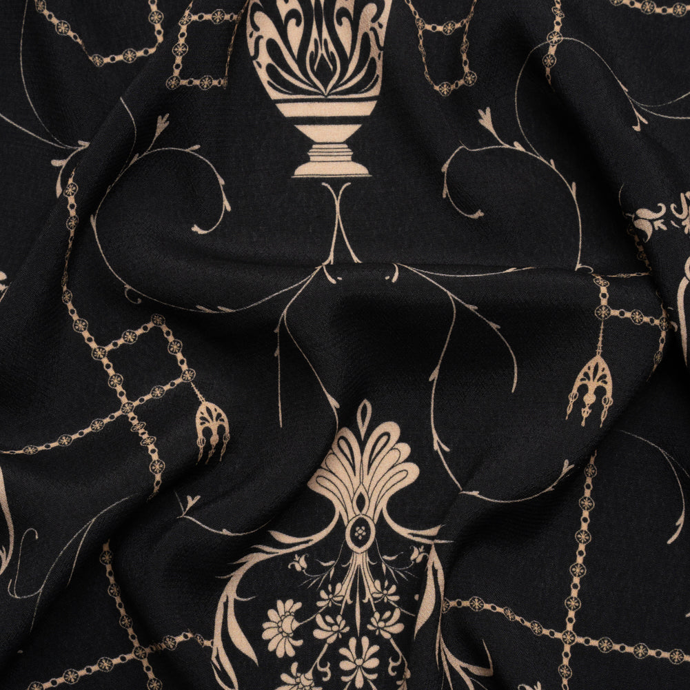Sustainable Viscose Crepe Print - Black and Cream Flower Vases - Mood Exclusive Persephone's Treasures Sustainable Viscose Crepe Print - Black and Cream Flower Vases - Mood Exclusive Persephone's Treasures
