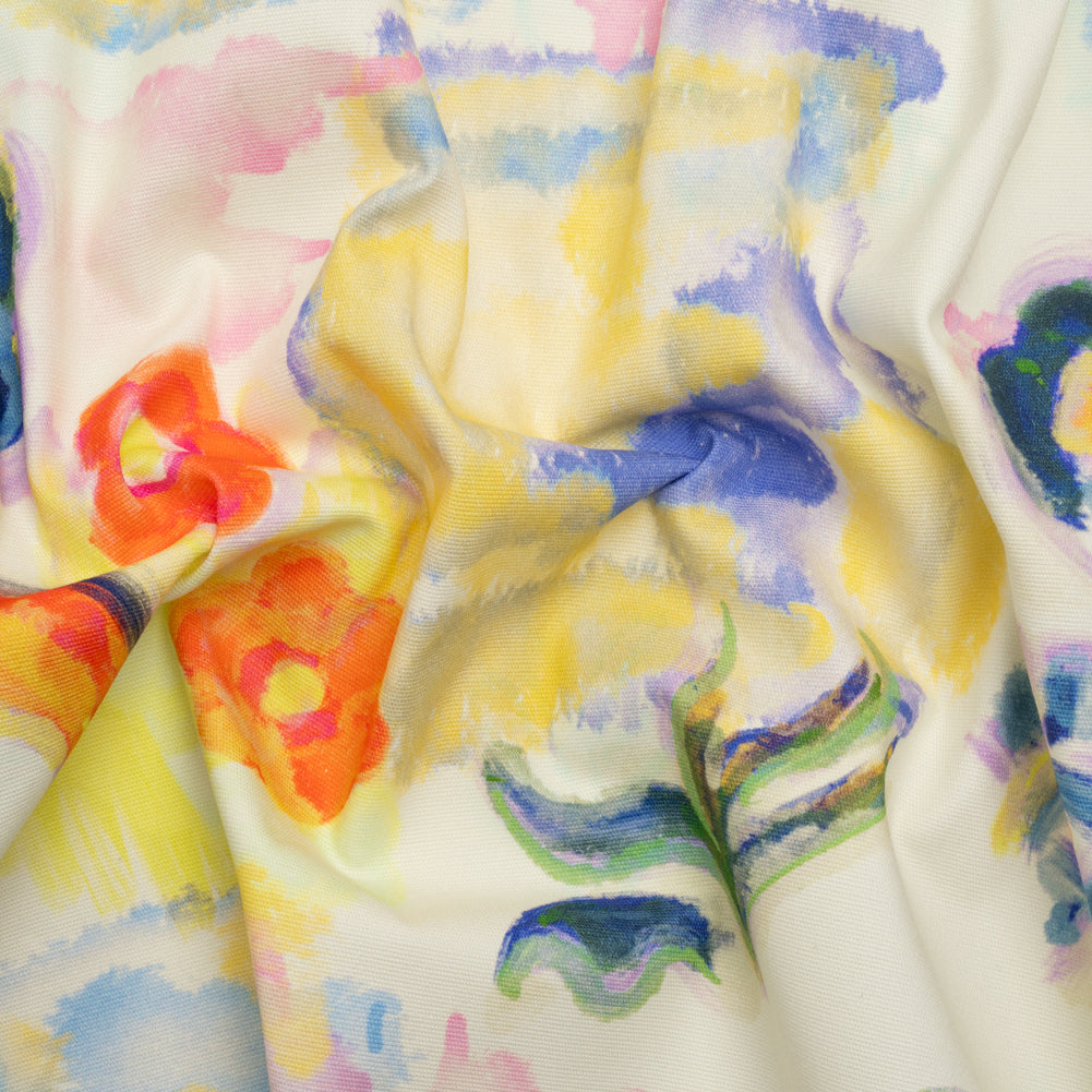 Stretch Cotton Canvas Print - White and Yellow Painterly Floral - Mood Exclusive Step One Stretch Cotton Canvas Print - White and Yellow Painterly Floral - Mood Exclusive Step One