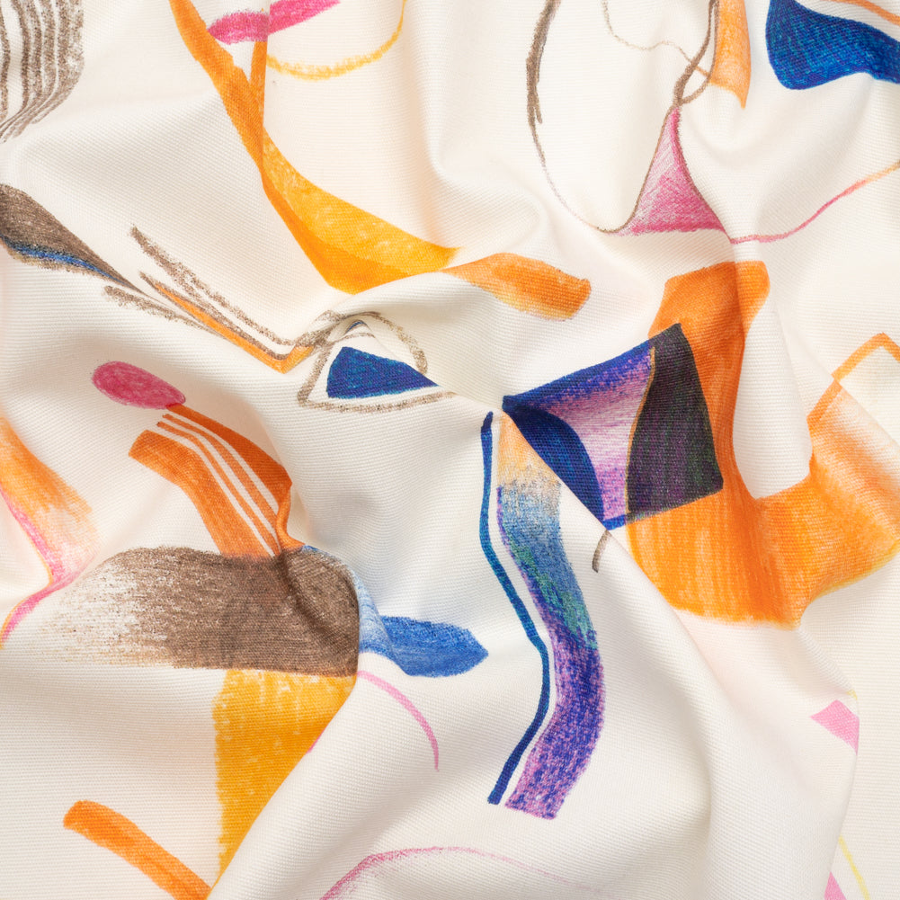 Stretch Cotton Canvas Print - White, Blue and Orange Abstract - Mood Exclusive Kandinsky Craze Stretch Cotton Canvas Print - White, Blue and Orange Abstract - Mood Exclusive Kandinsky Craze