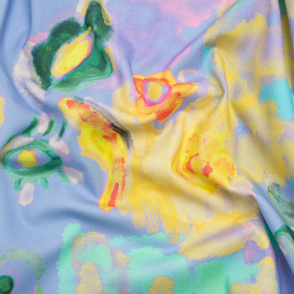 Stretch Cotton Canvas Print - Blue and Yellow Painterly Floral - Mood Exclusive Step One Stretch Cotton Canvas Print - Blue and Yellow Painterly Floral - Mood Exclusive Step One
