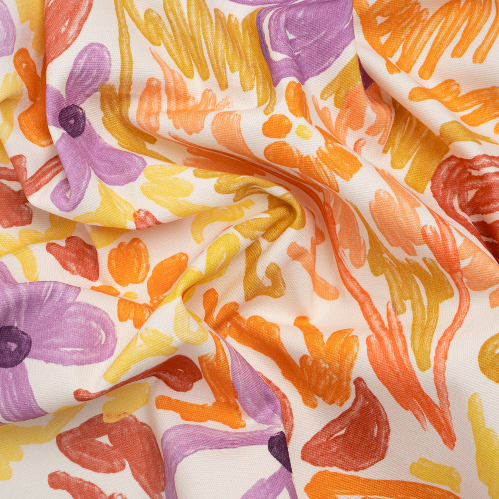 Stretch Cotton Canvas Print - Purple, Orange and Yellow Floral - Mood Exclusive Downright Dandy Stretch Cotton Canvas Print - Purple, Orange and Yellow Floral - Mood Exclusive Downright Dandy