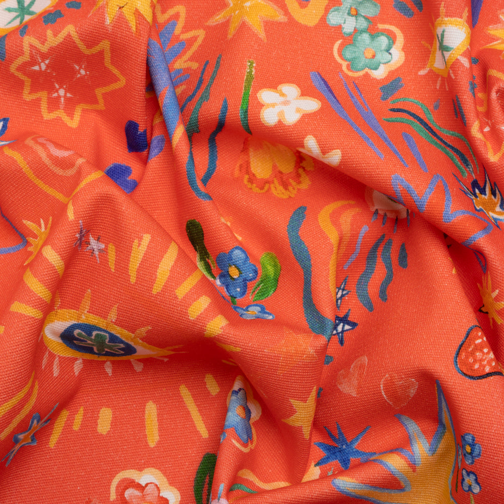 Stretch Cotton Canvas Print - Coral, Yellow and Blue Little Doodles - Mood Exclusive Skybrite Sights Stretch Cotton Canvas Print - Coral, Yellow and Blue Little Doodles - Mood Exclusive Skybrite Sights