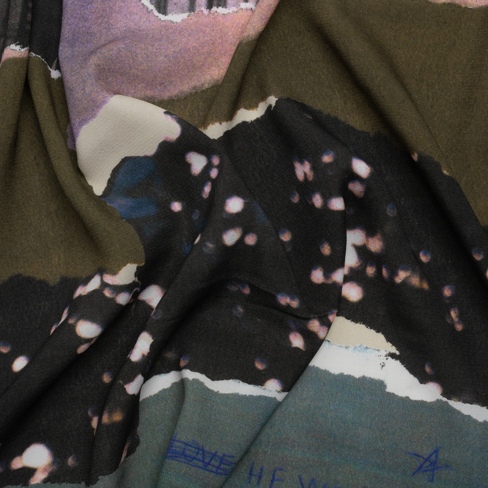 Sustainable Viscose Crepe Print - Dark Gray and Lavender Torn Photos Collage - Mood Exclusive What About Always Sustainable Viscose Crepe Print - Dark Gray and Lavender Torn Photos Collage - Mood Exclusive What About Always
