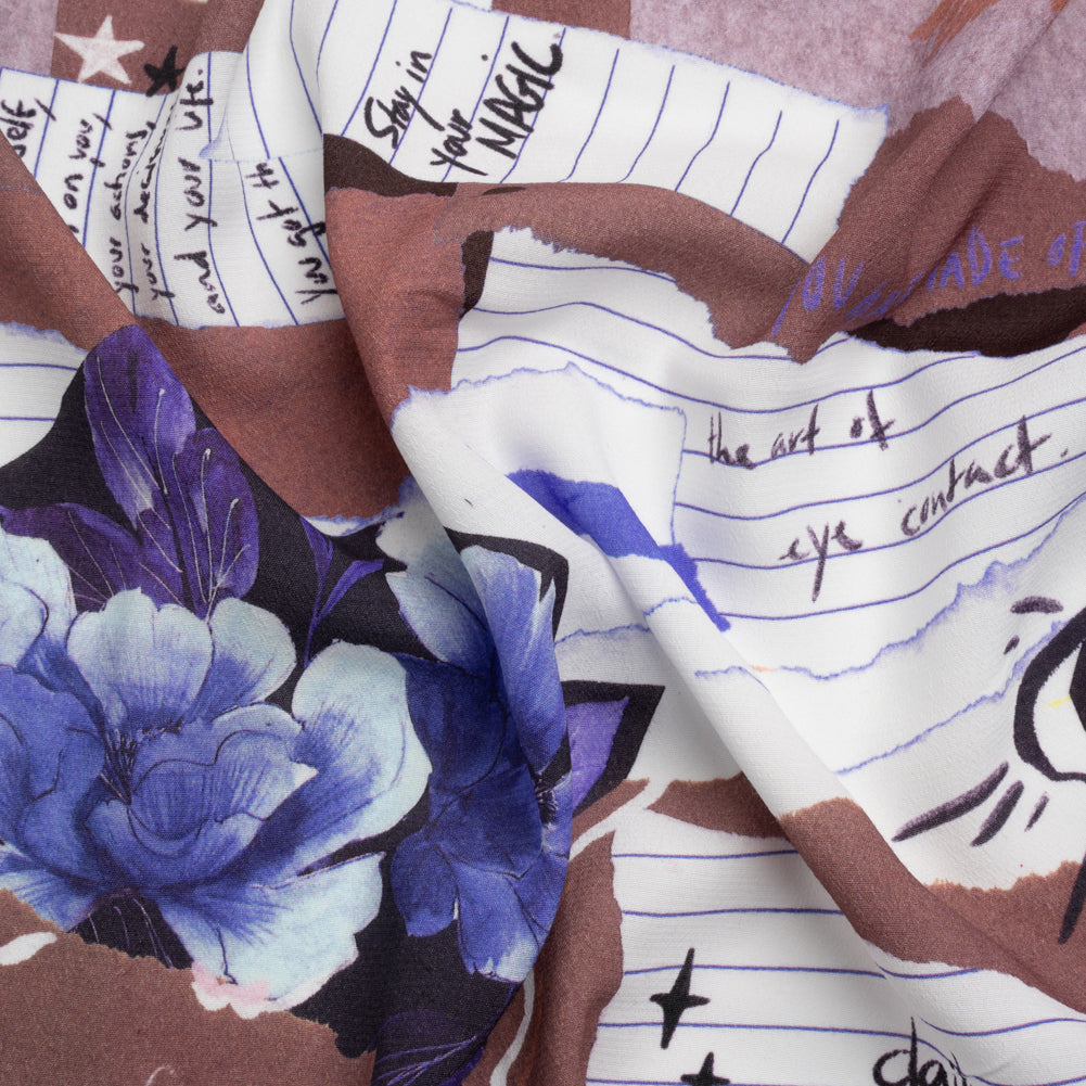 Sustainable Viscose Crepe Print - Mauve and Blue Note Patchwork - Mood Exclusive Scraps of Self Sustainable Viscose Crepe Print - Mauve and Blue Note Patchwork - Mood Exclusive Scraps of Self